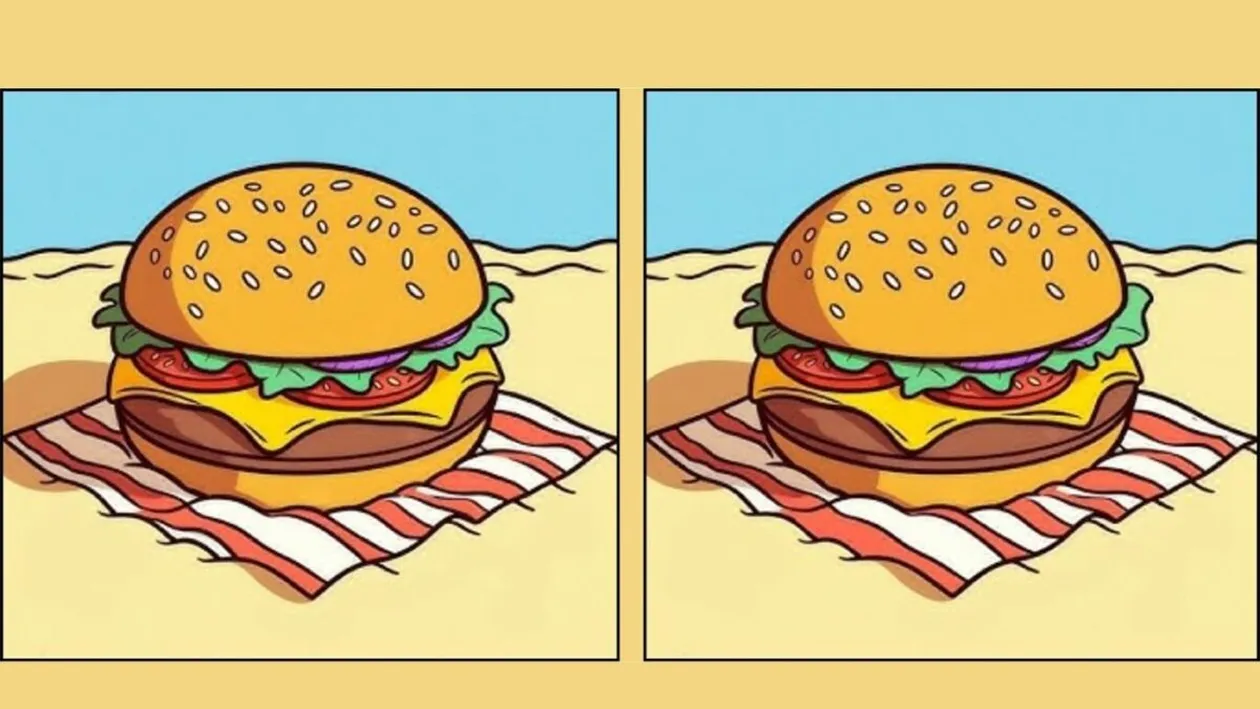 TEST IQ | Ești mai inteligent decât un computer? Găsește cele 3 greșeli dintre burger-ul din stânga și cel din dreapta, în maximum 45 de secunde