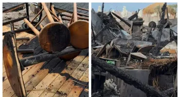 Noapte de foc pe litoral! Două plaje din Mamaia au fost distruse complet de incendiu