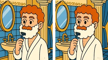 TEST IQ | Identificați toate cele 3 diferențe dintre acești doi bărbați care se bărbieresc