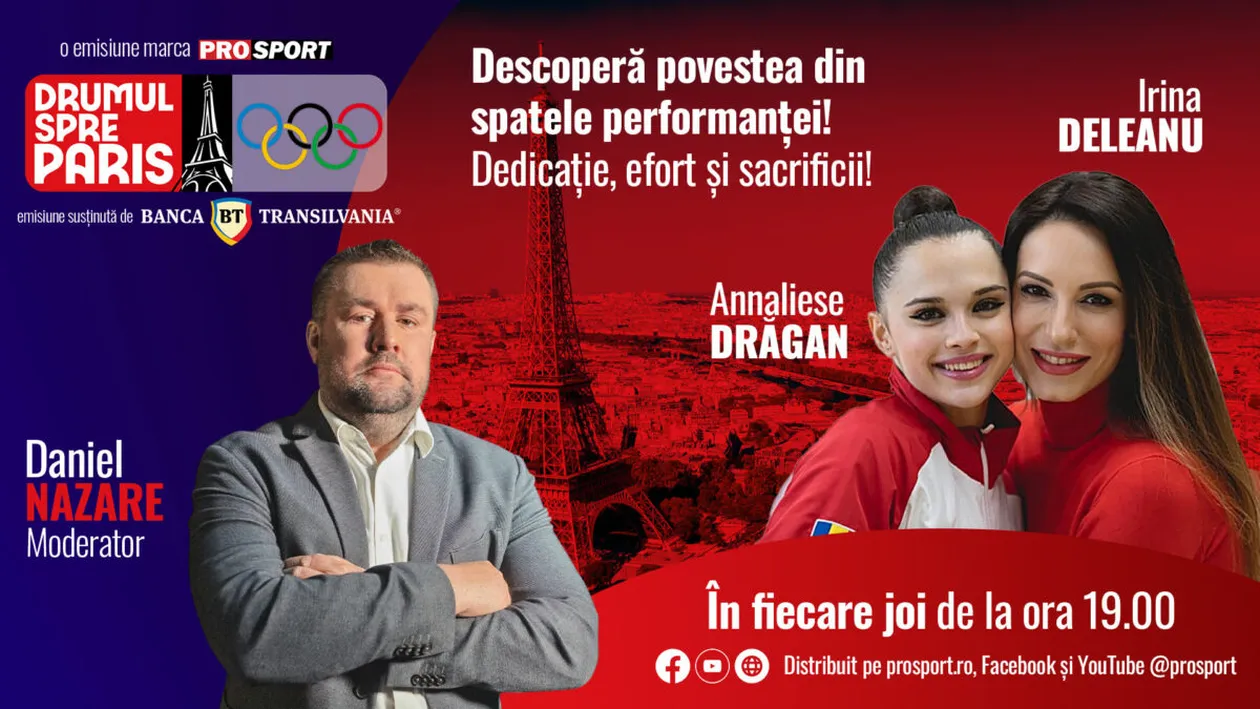 Sportiva Annaliese Drăgan și Irina Deleanu, președintele FR de Gimnastică Ritmică, sunt invitatele emisiunii de joi, 5 octombrie, de la ora 19:00