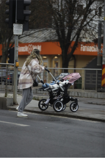 Alina Laufer a ieșit la plimbare cu gemenii de nouă luni