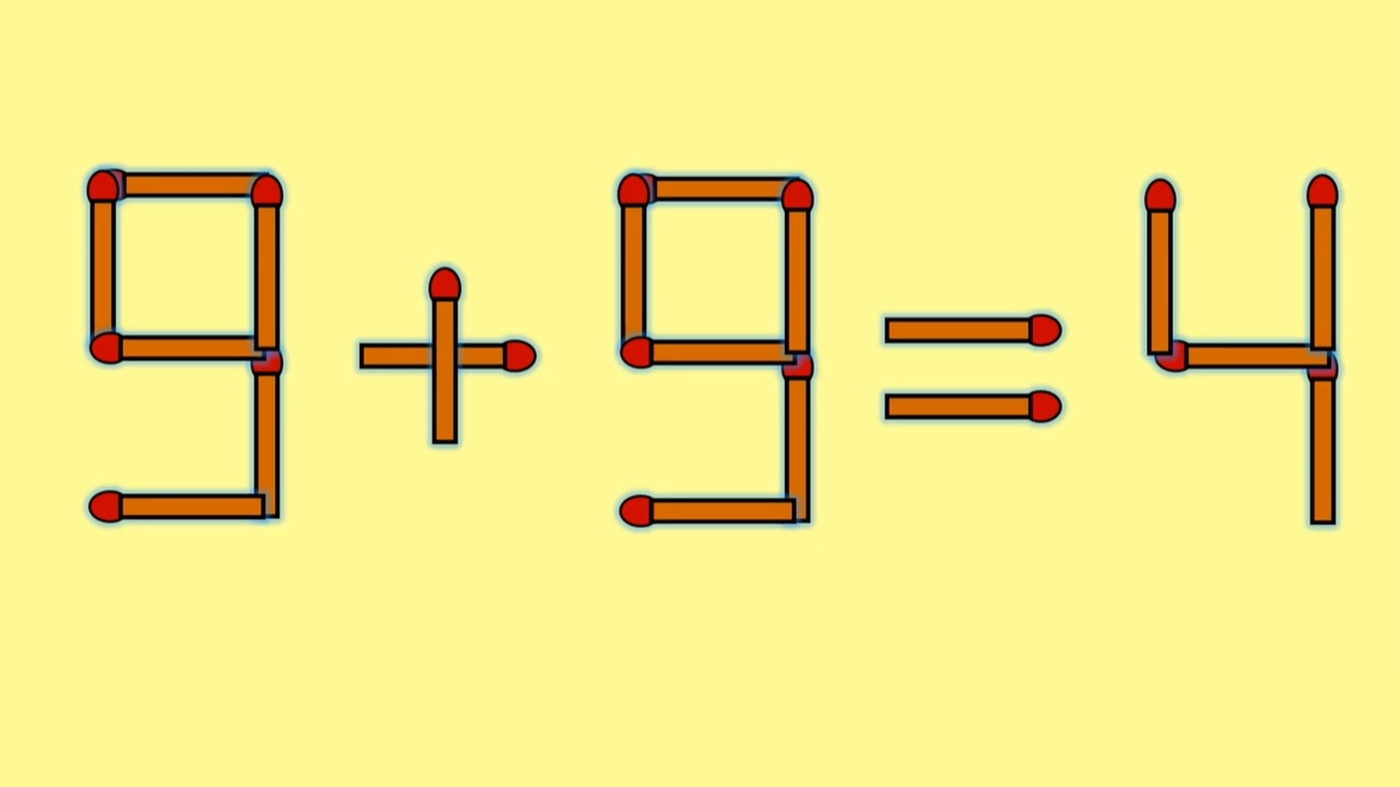 Test de inteligență | Mutați un singur chibrit pentru a corecta 9 + 9 = 4