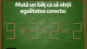 Test de inteligență | Mută un băț de chibrit pentru a transforma 9+3x2=2 într-o egalitate corectă