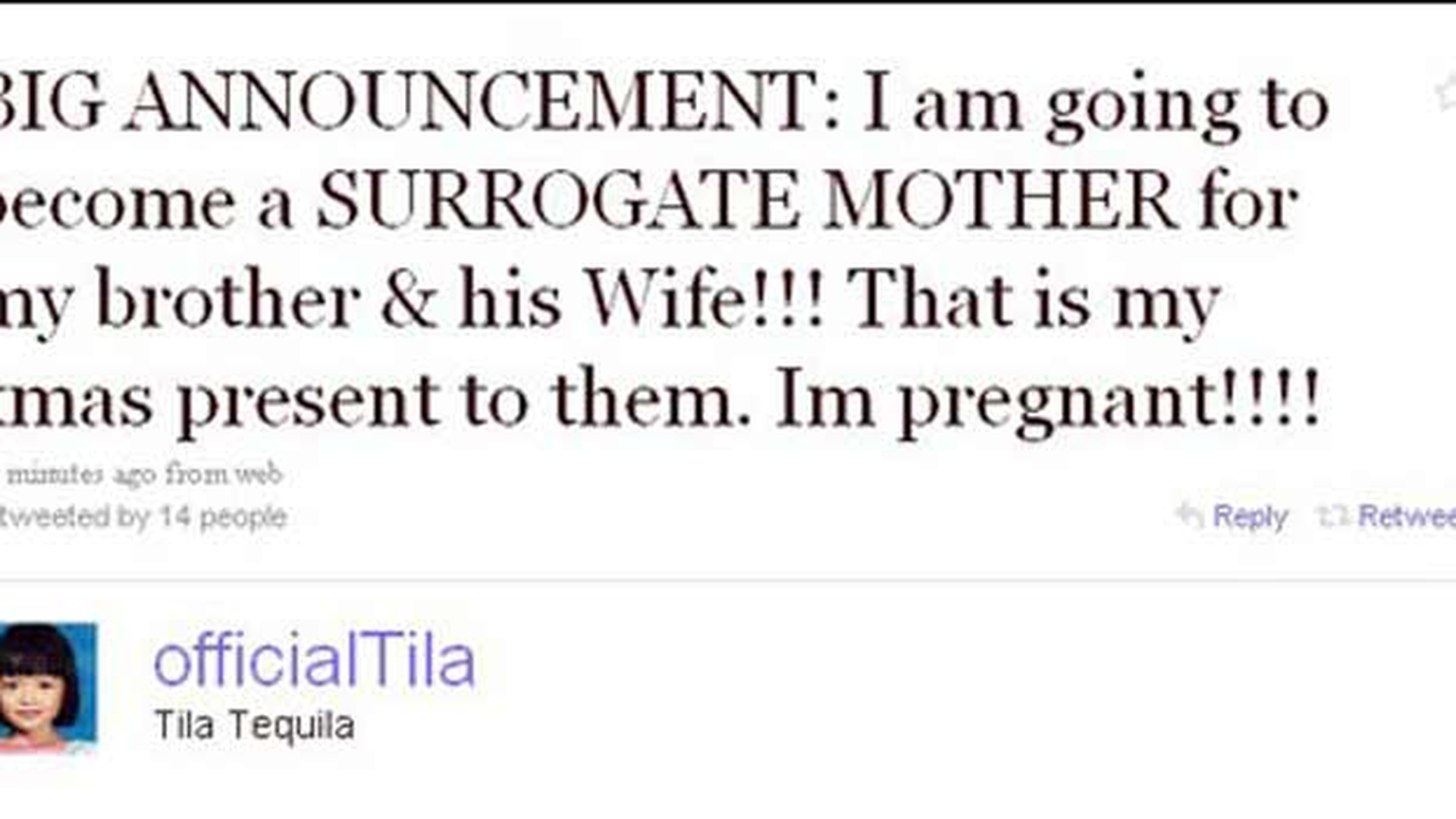 Tila Tequila, mama-surogat pentru fratele ei