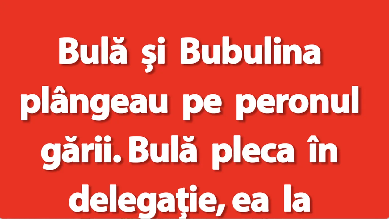 BANC | Bulă și Bubulina plângeau pe peronul gării