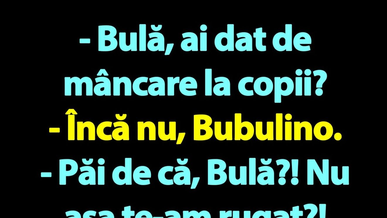 BANC | "Bulă, ai dat de mâncare la copii?