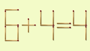Test IQ cu chibrituri | Mutați 1 băț pentru a corecta egalitatea: 6+4=4. Doar geniile găsesc toate cele 3 soluții!