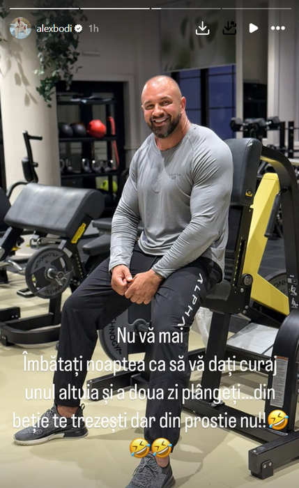 Postarea făcută de Alex Bodi, după ep.isodul cu fosta lui Dan Alexa/ Sursa foto: Instagram