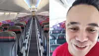 Ce a făcut tânărul din imagine, timp de 6 ore, după ce a realizat că e singurul pasager din avion