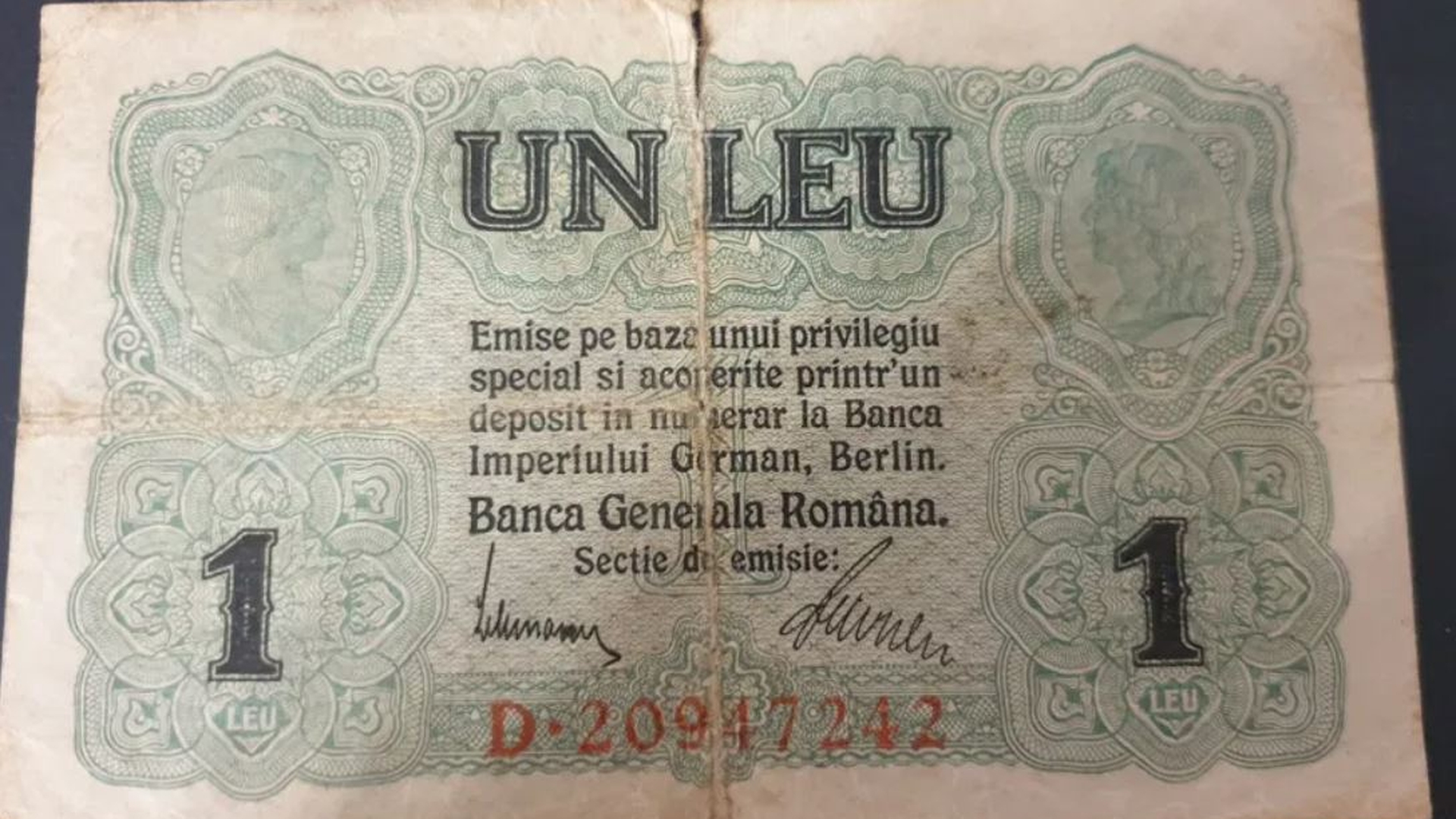 Nu e banc! Cu cât se vinde o bancnotă de 1 leu din anul 1917? A fost emisă special de BGR