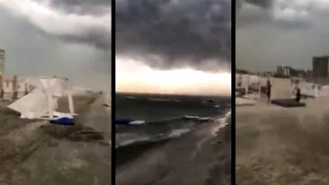 O furtună violentă a băgat panica în turiștii din Mamaia! Imagini incredibile