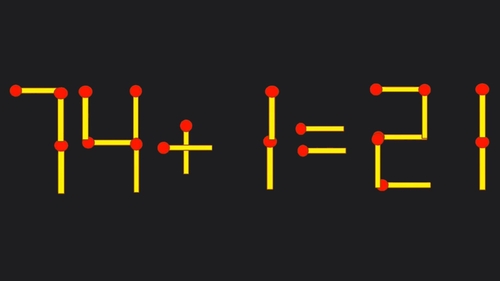 Test IQ exclusiv pentru genii | 74+1=21 este greșit. Pentru a corecta egalitatea, mutați un singur chibrit