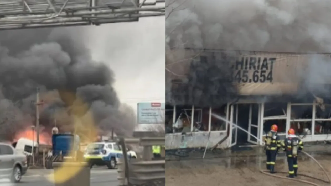 Incendiu puternic pe Iuliu Maniu din București. 8 autospeciale au intervenit pentru stingerea flăcărilor