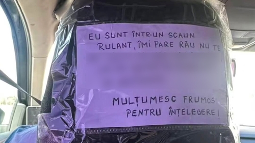 Mesajul lipit de un șofer BOLT român, pe spatele tetierei: "Eu sunt într-un scaun rulant, îmi pare rău nu te..." Finalul a devenit viral