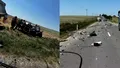 Tragedie pe o șosea din Iași! Un bărbat a murit, iar o mamă și fetițele ei au fost găsite inconștiente, după ce mașina în care se aflau s-a izbit de un TIR și a luat foc