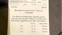 Cât a dat o bucureșteancă pe o sticlă de apă plată, la Taverna Racilor din Herăstrău. Nota totală a fost de 663 de lei