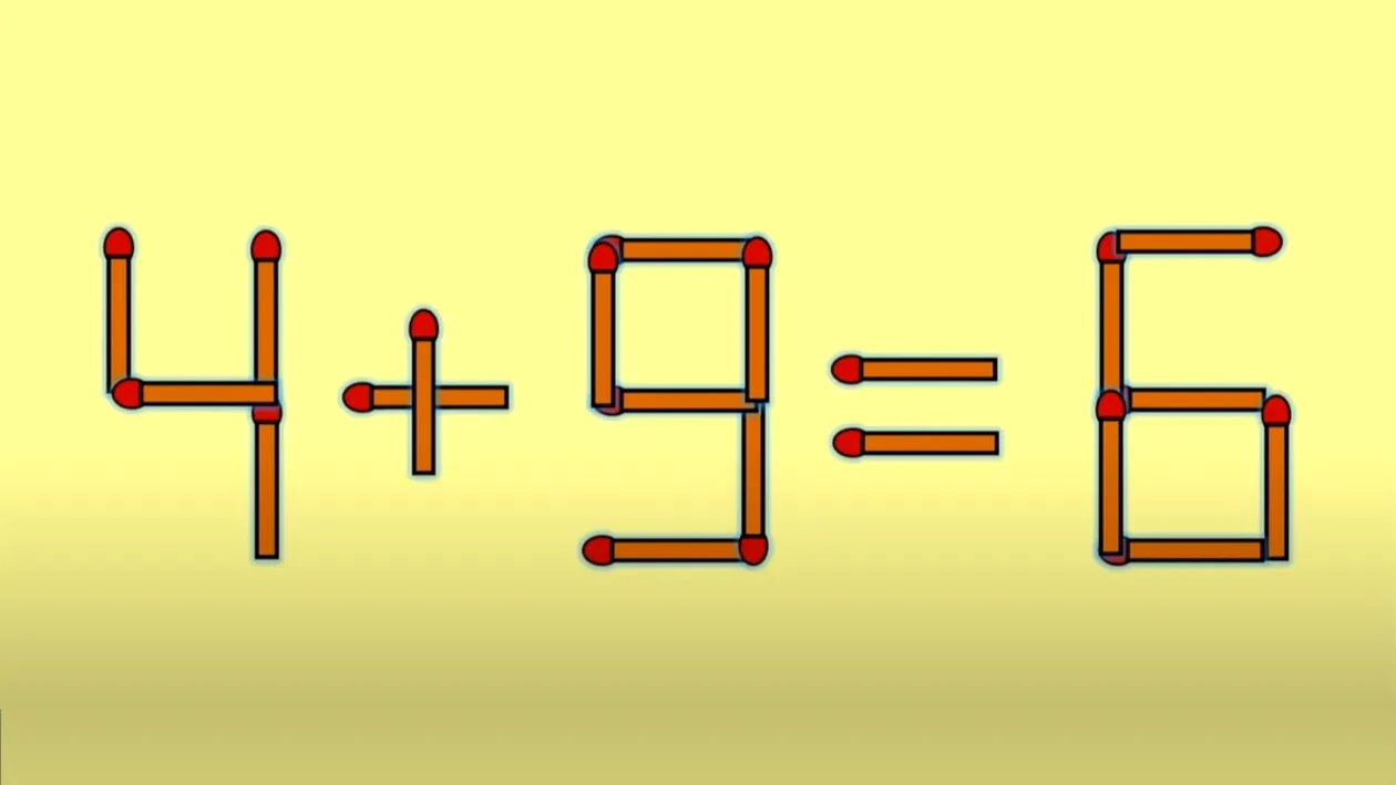 Test IQ cu chibrituri | Corectați 4 + 9 = 6, mutând un singur băț