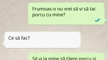 Bancul de weekend | Să vi la mine să tăem porcu