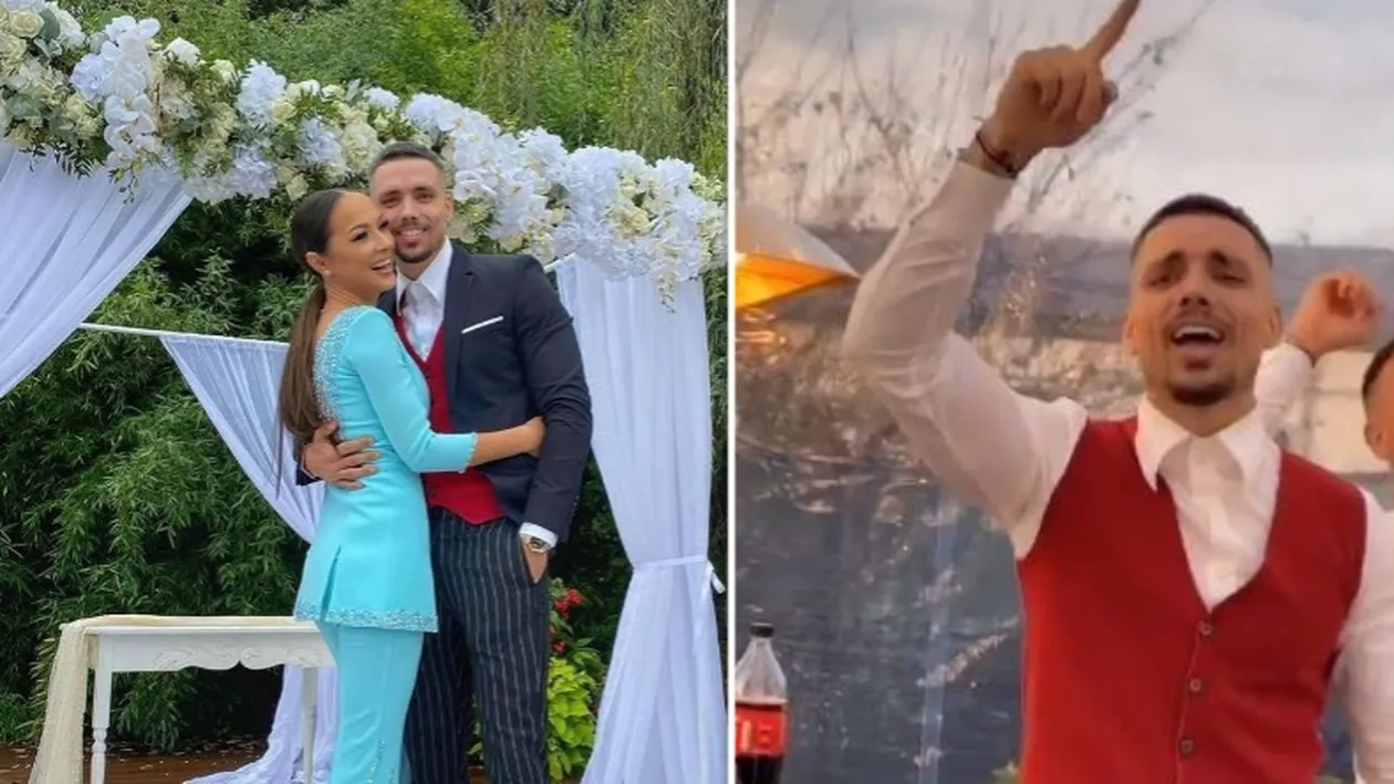 Vlăduța Lupău și Adi Rus, imagini memorabile de la nunta nașilor lor. Fotbalistul de la CFR Cluj i-a dedicat o manea celebrei cântărețe | VIDEO