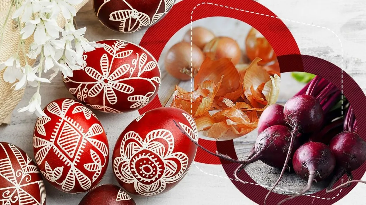 Cum vopsești natural ouăle de Paște. Metodele testate cu coji de ceapă, sfeclă sau varză roșie
