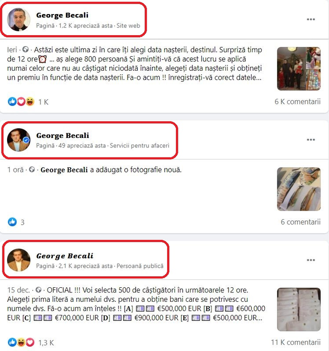 Escrocherie pe Facebook! Ce s-a întamplat după ce un bărbat s-a dat drept Gigi Becali și a promis premii de sute de mii de euro
