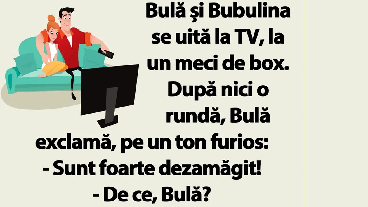 BANC | Bulă și Bubulina se uită la TV, la un meci de box