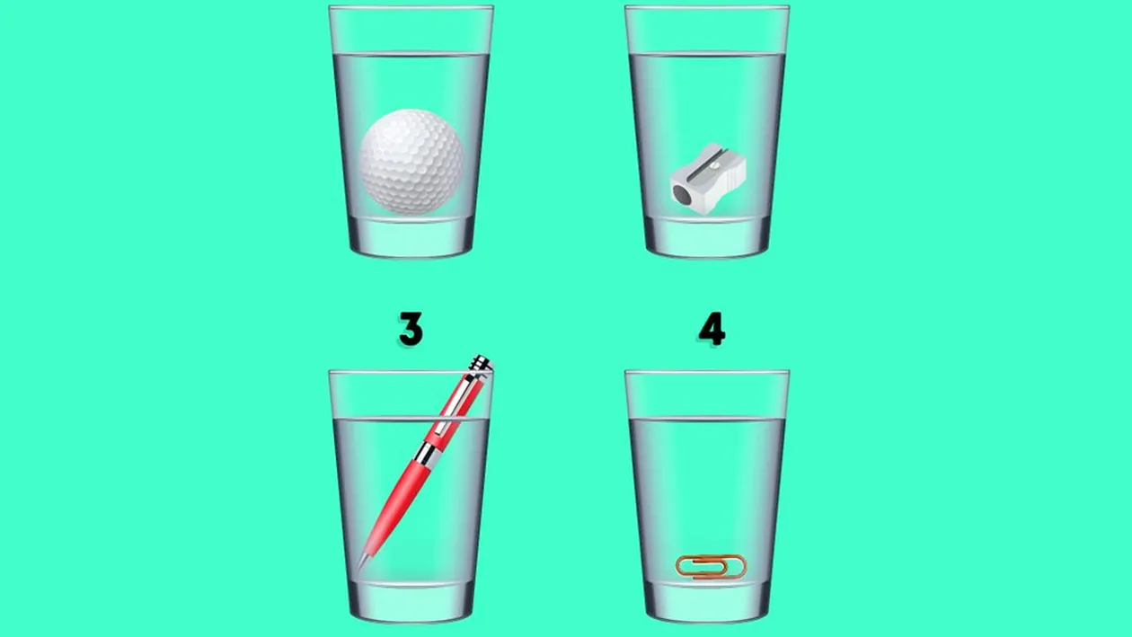 Cel mai tare test de logică | Care dintre cele 4 pahare are cea mai multă apă?