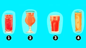 Test de inteligență exclusiv pentru genii | Care dintre aceste 4 pahare conține cel mai mult suc?