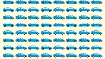 Test de logică | O singură mașină din cele 64 din imagine este diferită! O puteți identifica?