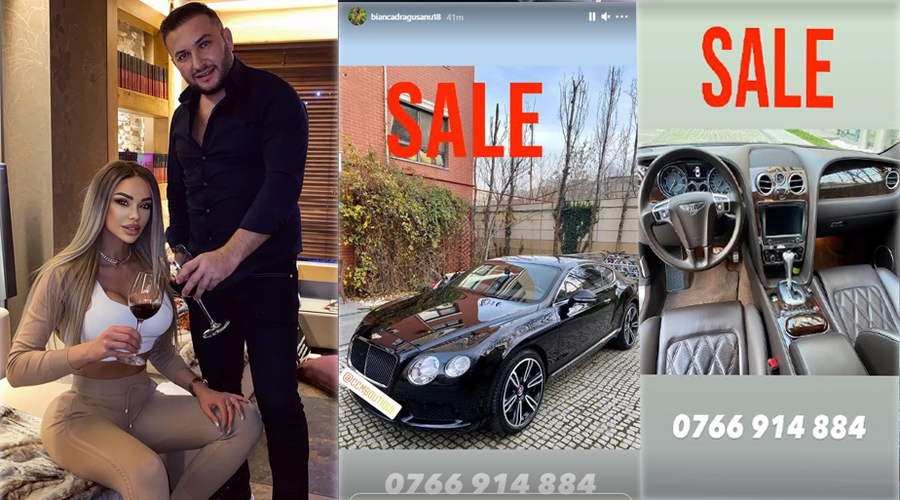 Bianca Drăgușanu a scăzut 5.000 de euro din prețul pe care l-a cerut inițial pentru Bentley-ul Continental și este dispusă să mai lase la bani © Facebook & Instagram Stories
