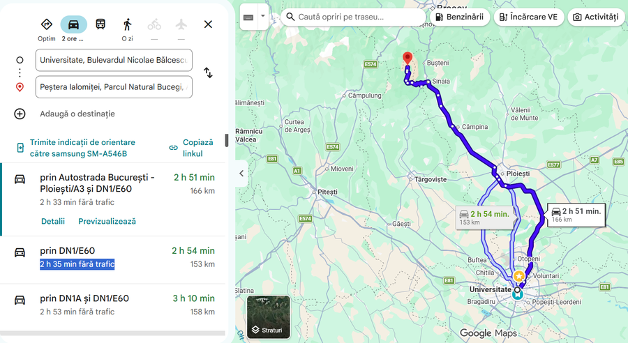 Câți km sunt din București până la Mănăstirea Peștera Ialomiței