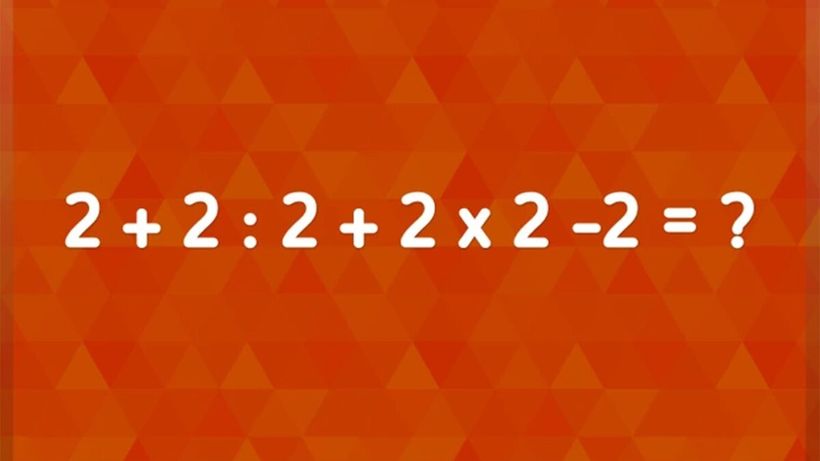 Test IQ pentru matematicieni | Cât face 2 + 2 : 2 + 2 x 2 – 2 = ?