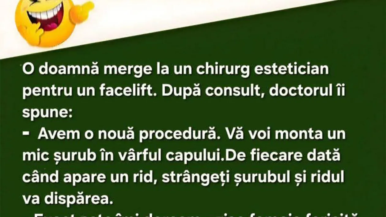 Bancul sfârșitului de săptămână | Doamna, chirurgul estetician și șurubul