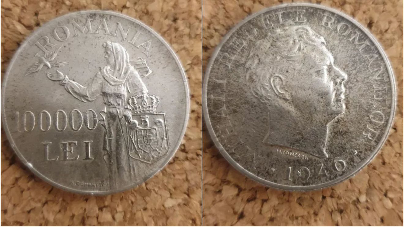 Sunt români care o mai au acasă! La ce preț se vinde o monedă de 100.000 de lei din 1946, acum, în 2023, pe OLX
