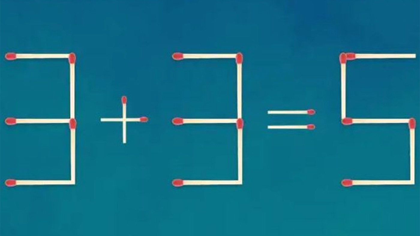 Test de inteligență | 3+3=5 este greșit! Corectați egalitatea, mutând un singur băț!