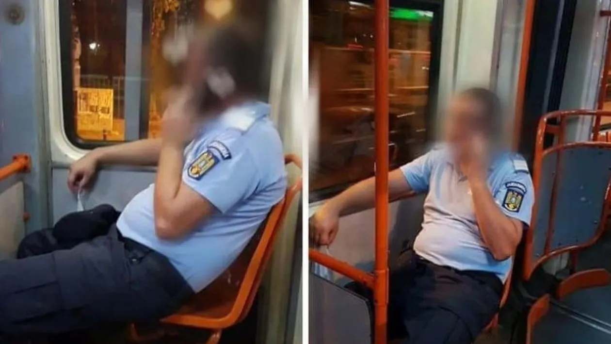 Un jandarm surprins fără mască în tramvai a fost sancționat de superiori