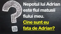 Test de logică  | Nepotul lui Adrian e fiul mătușii fiului meu. Cine sunt eu față de Adrian?