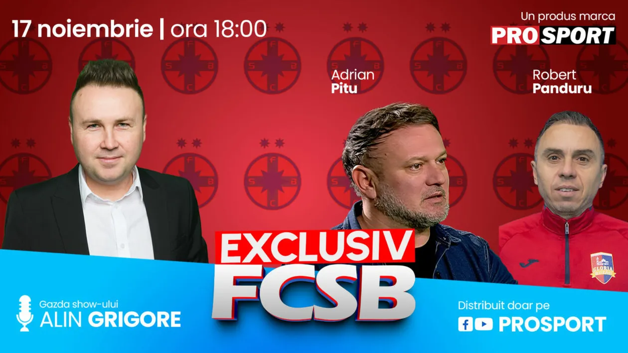 „EXCLUSIV FCSB”, o producție marca ProSport, revine în această seară cu o nouă ediție incendiară, de la ora 18:00, pe canalul de YouTube ProSport și pe pagina de Facebook ProSport