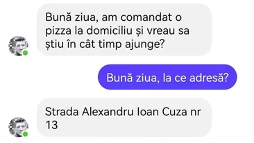 BANC | Am comandat pizza la domiciliu și vreau să știu în cât timp ajunge
