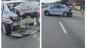 Doi polițiști din Strehaia, răniți într-un accident rutier