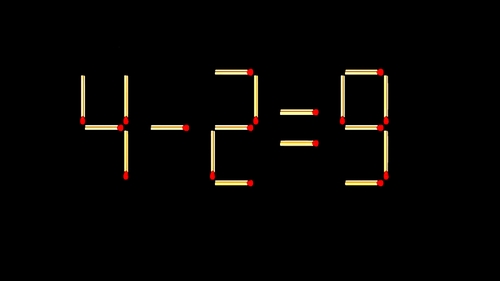 Test de inteligență doar pentru genii | Mutați 2 bețe pentru a corecta egalitatea 4-2=9