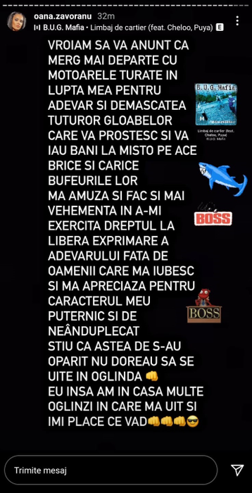 Oana Zăvoranu continuă lupta cu "influencerele"
