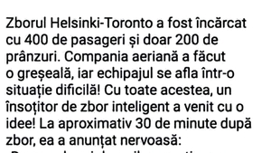 BANCUL ZILEI | Probleme pe zborul Helsinki - Toronto