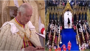 VIRAL | Apariție bizară la încoronarea Regelui Charles al III-lea. Silueta a fost denumită de internauți „moartea cu coasa”