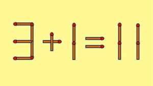 Test IQ cu chibrituri | Mutați un singur băț, pentru a corecta 3 + 1 = 11