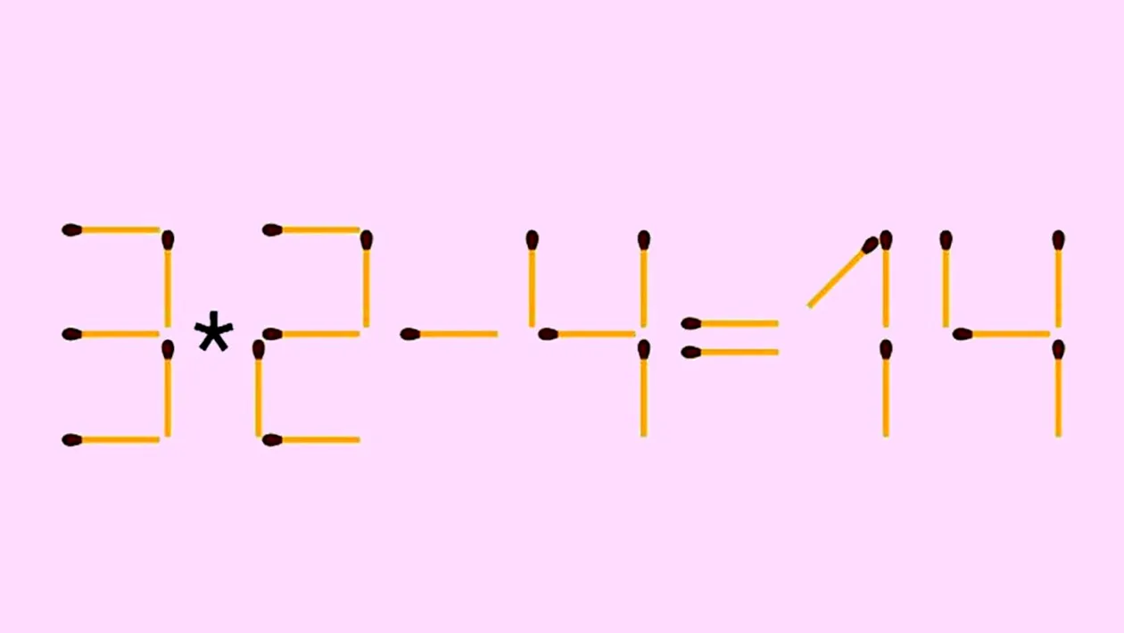 Test IQ cu chibrituri | Adăugați un singur băț pentru a corecta 3*2-4=14