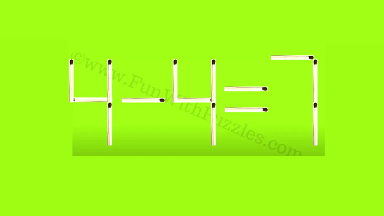 Test IQ exclusiv pentru genii | Mutați un chibrit pentru a corecta 4-4=7