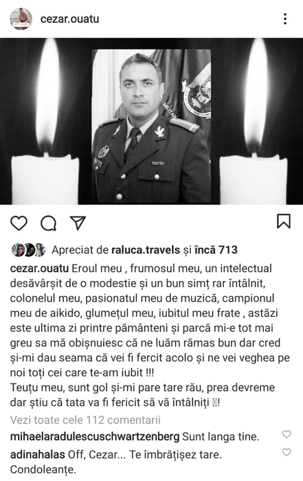 Cezar Ouatu a așternut pe Internet câteva gânduri copleșitoare după înmormântarea fratelui său, Theodor Ouatu © Instagram