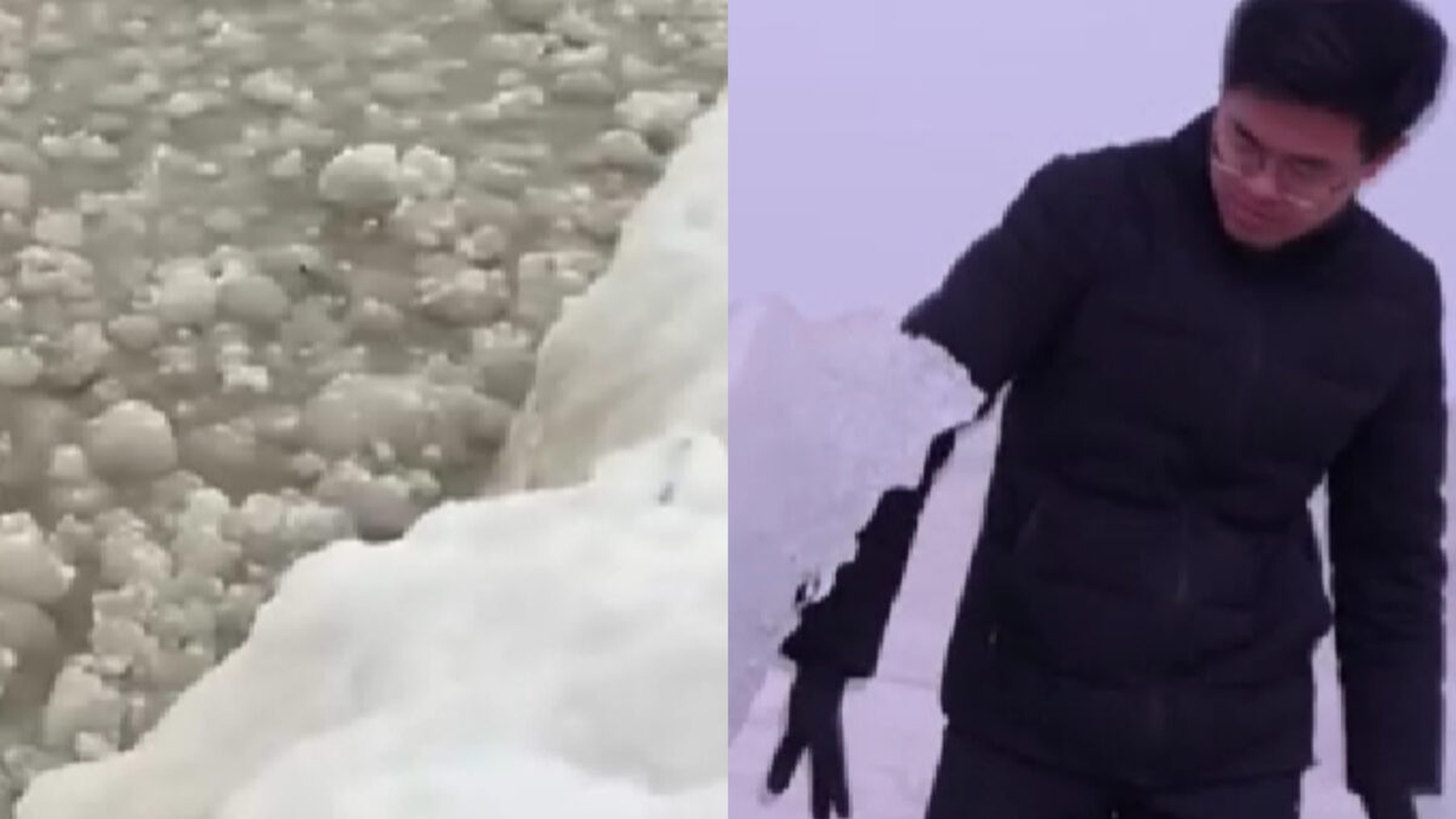 Fenomen meteo spectaculos pe un lac din Canada. Zeci de bile de gheață plutesc în derivă