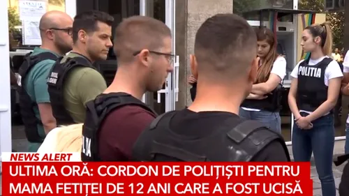 Mama fetiței din Berceni ucisă la doar 12 ani, apărată de un cordon de polițiști. De ce s-au temut la audieri